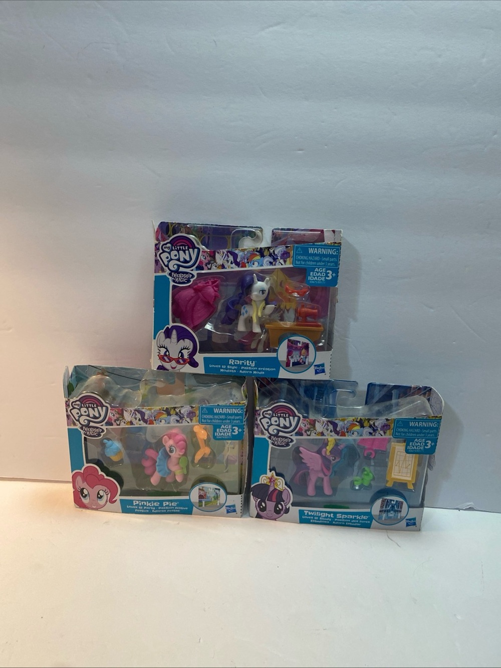 My Little Pony Figure Playset - Pinkie Pie, Rarity & Twilight Sparkle LOT